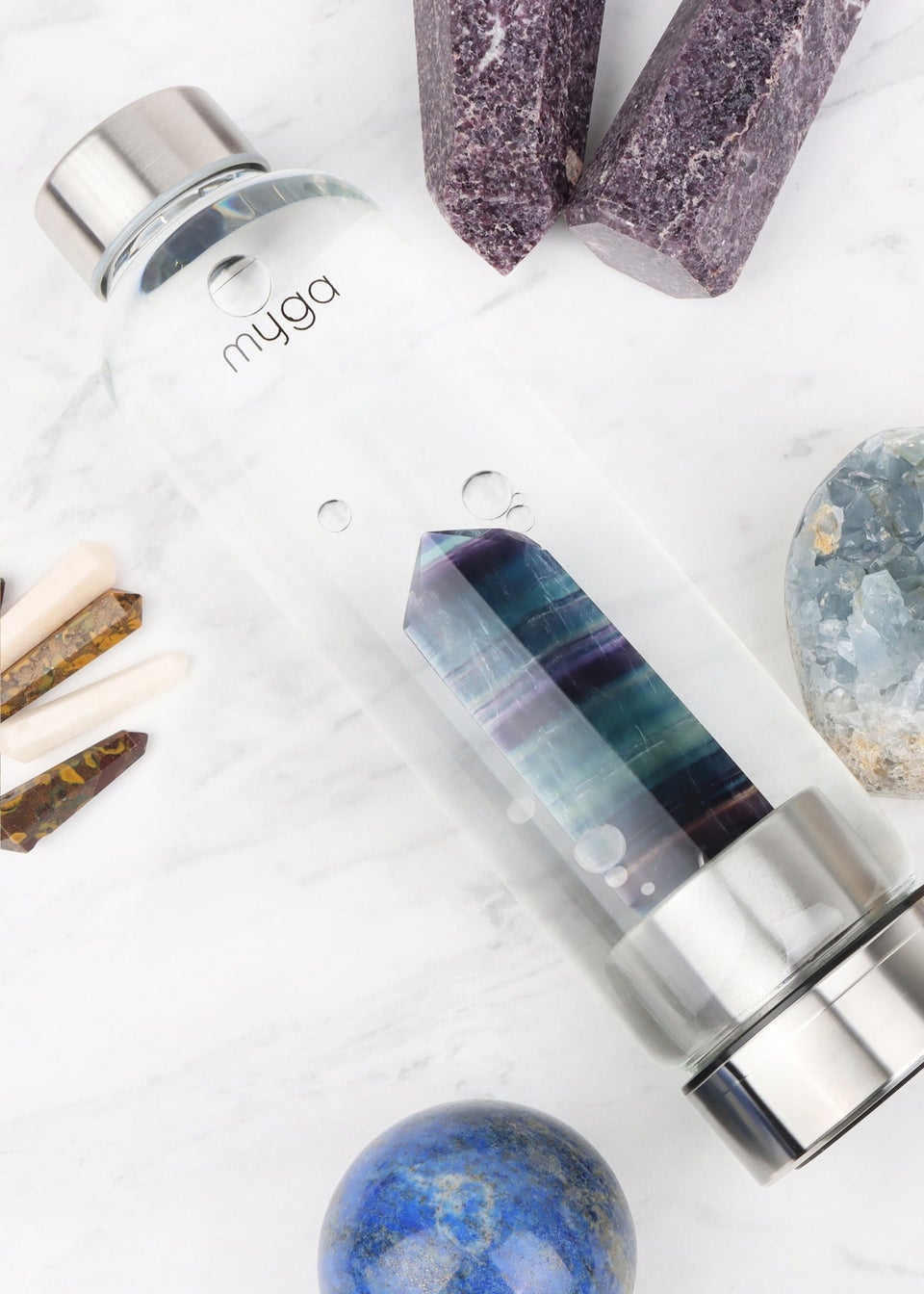 Myga Fluorite  Crystal Water Bottle