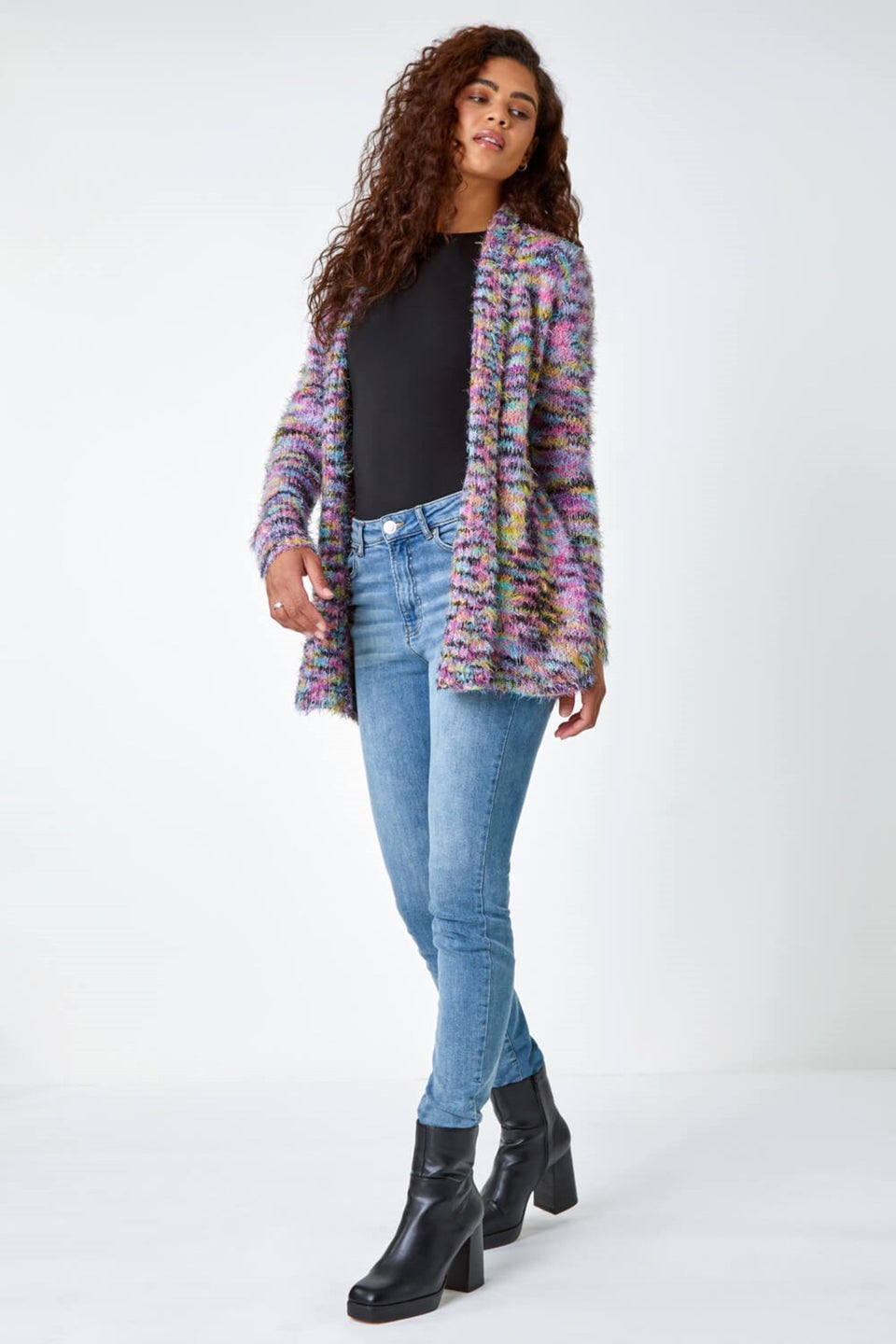 Roman Purple Fluffy Longline Cosy Cardigan Matalan