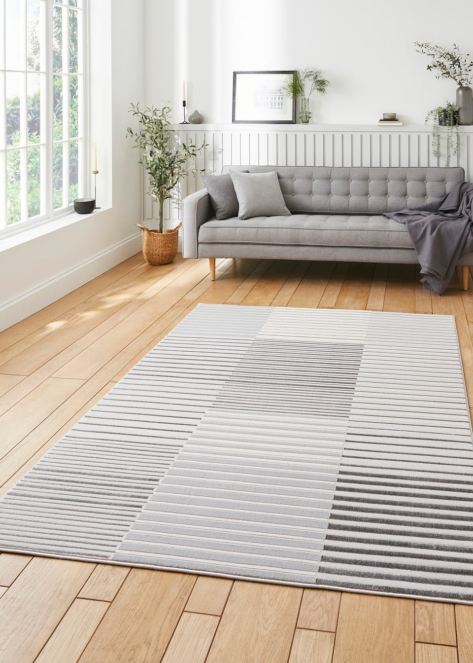 Think Rugs Apollo Ivory Modern Linear Rug