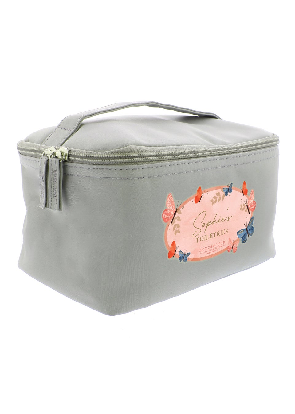 Personalised Memento Company Grey Hotchpotch Butterfly Toiletry Bag Matalan