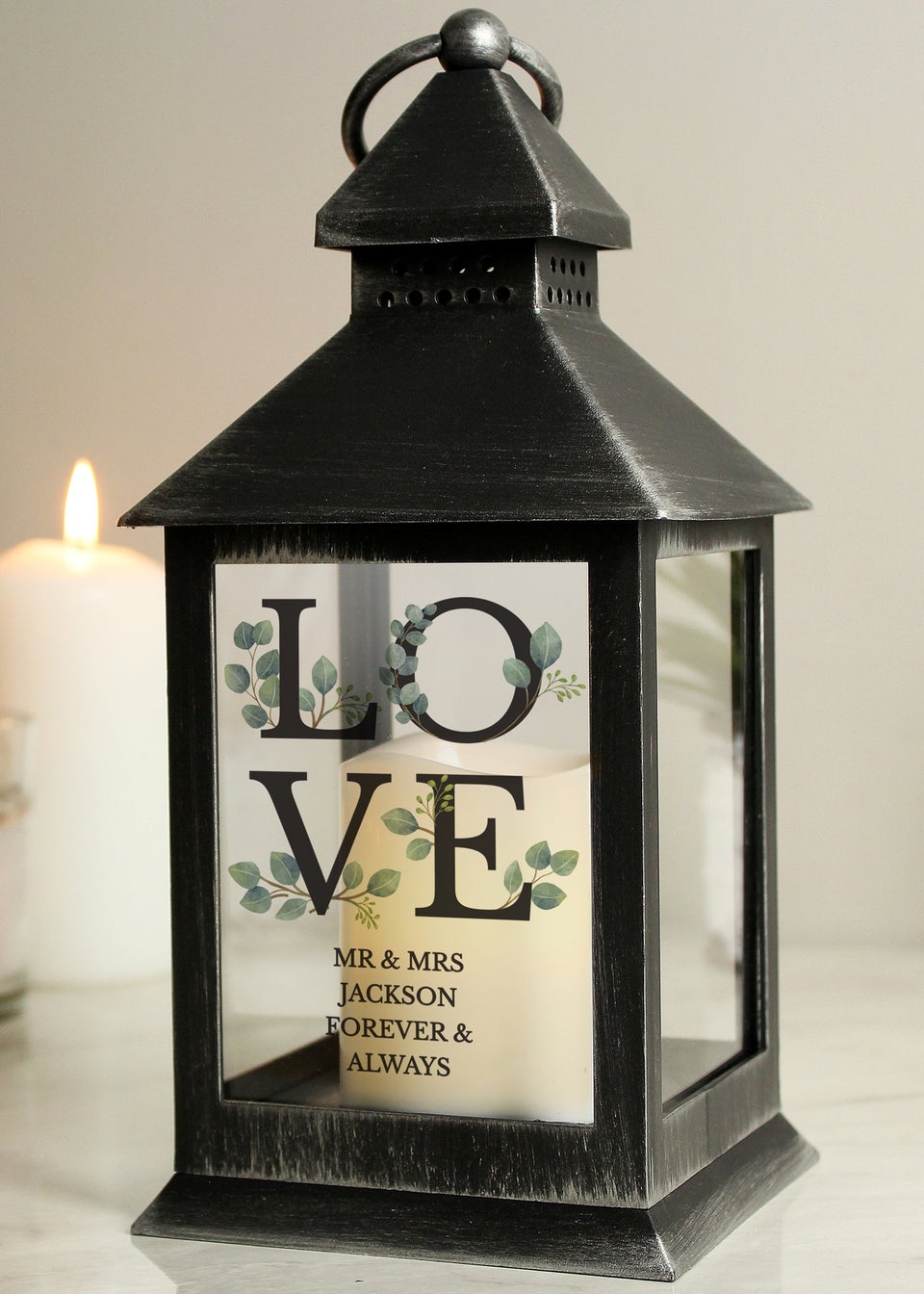 Personalised Memento Company Black LOVE LED Lantern
