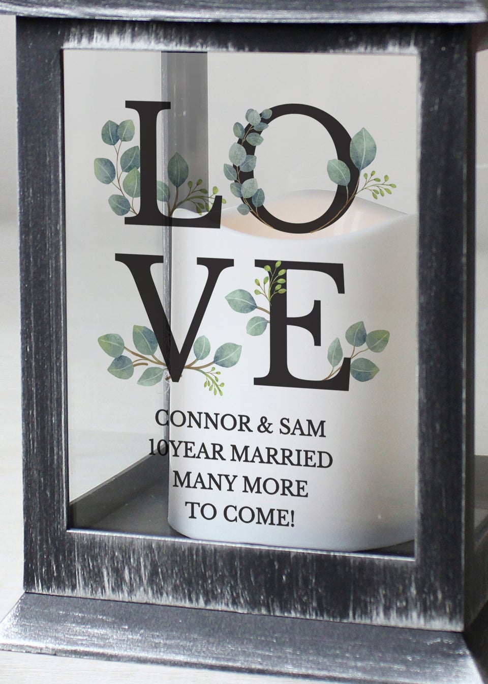 Personalised Memento Company Black LOVE LED Lantern