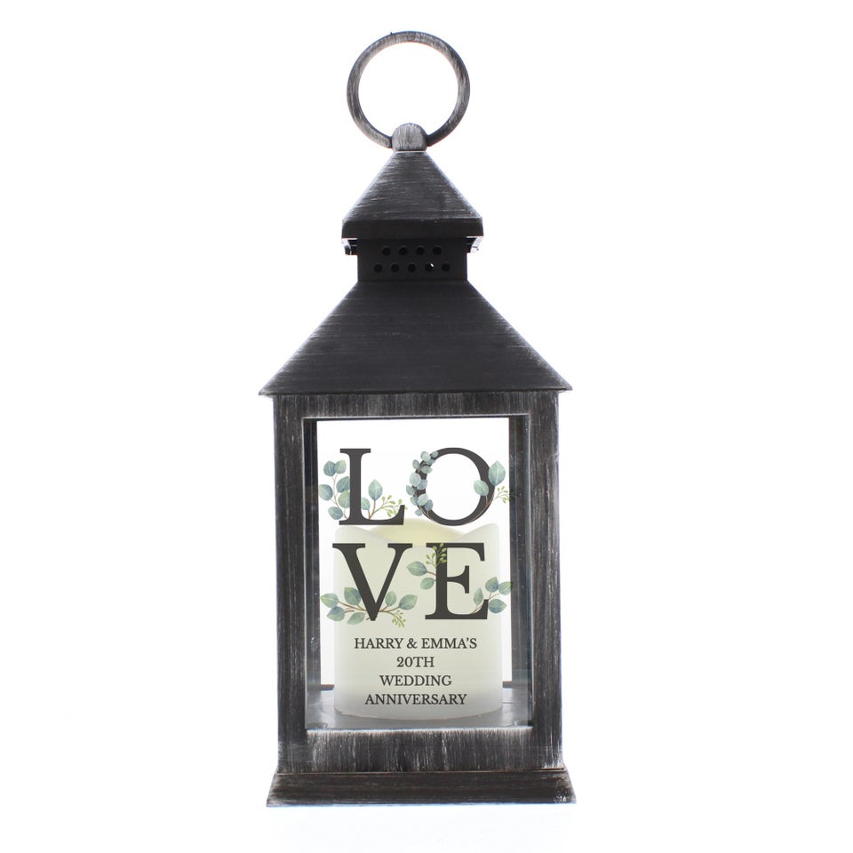Personalised Memento Company Black LOVE LED Lantern
