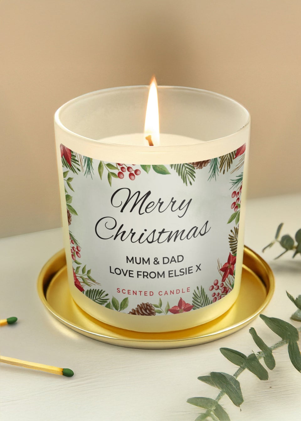 Personalised Memento Company Cream Christmas Scented Jar Candle