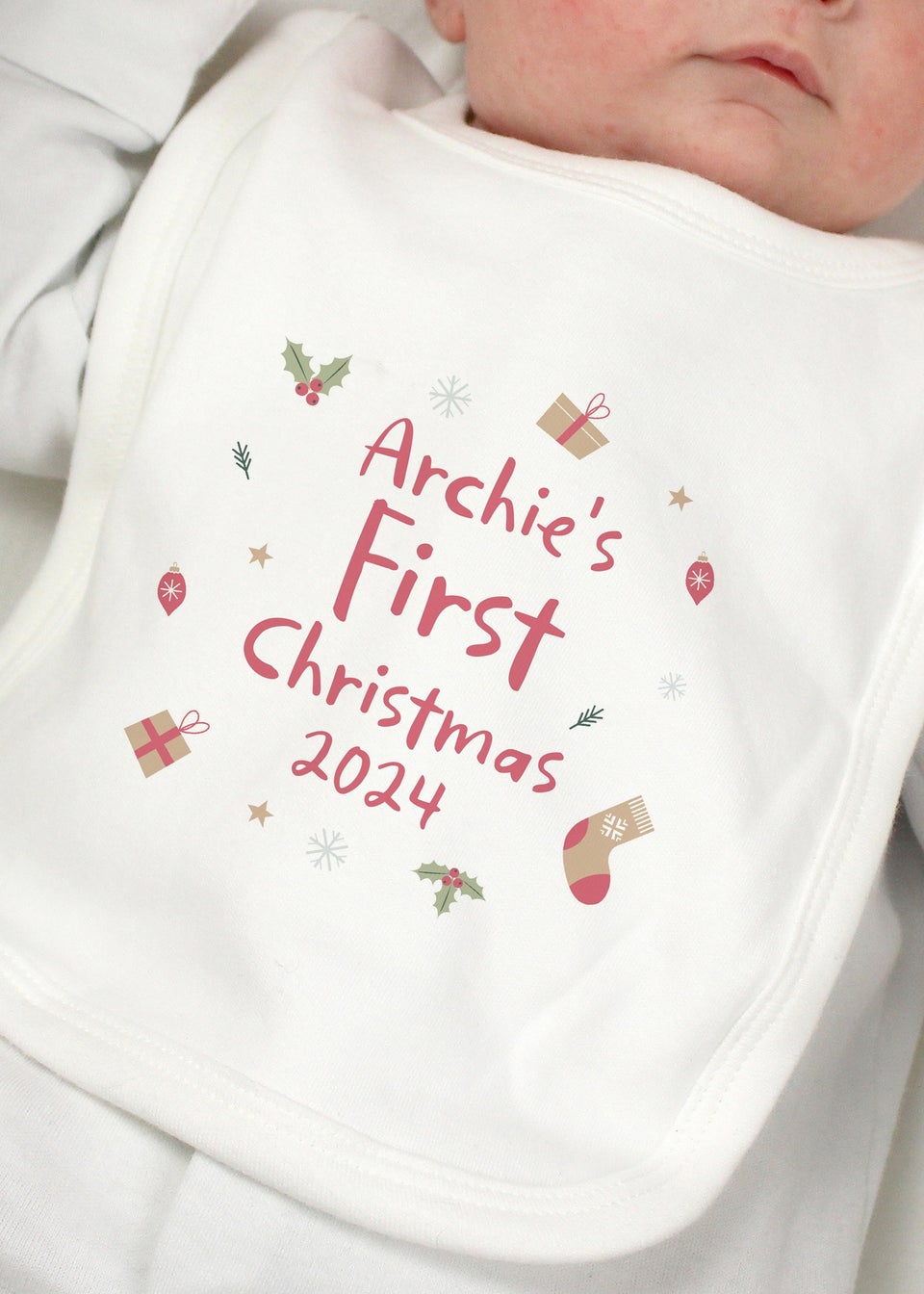 Personalised Memento Company White First Christmas Bib