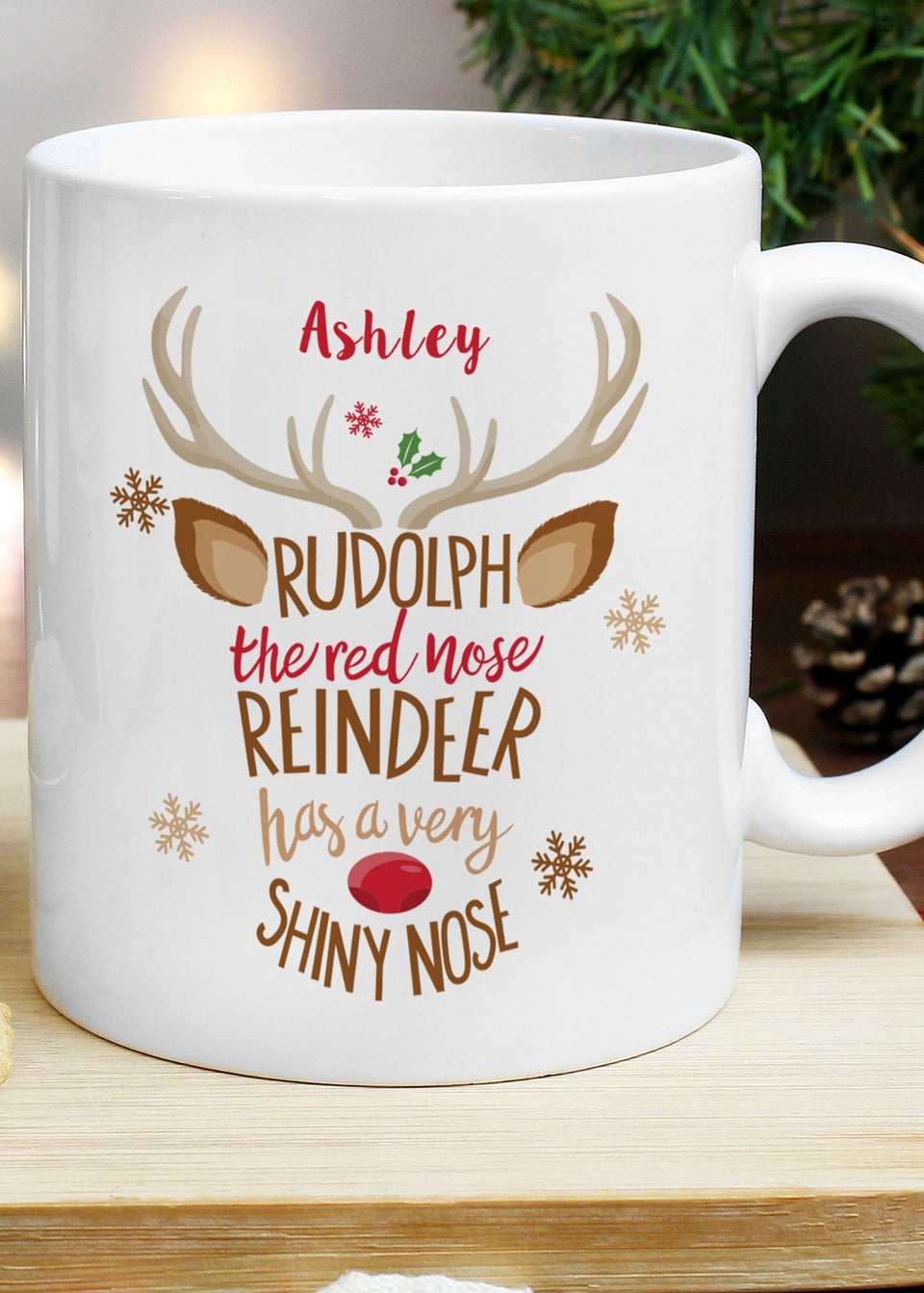 Personalised Memento Company White Rudolph the Red-Nosed Reindeer Mug