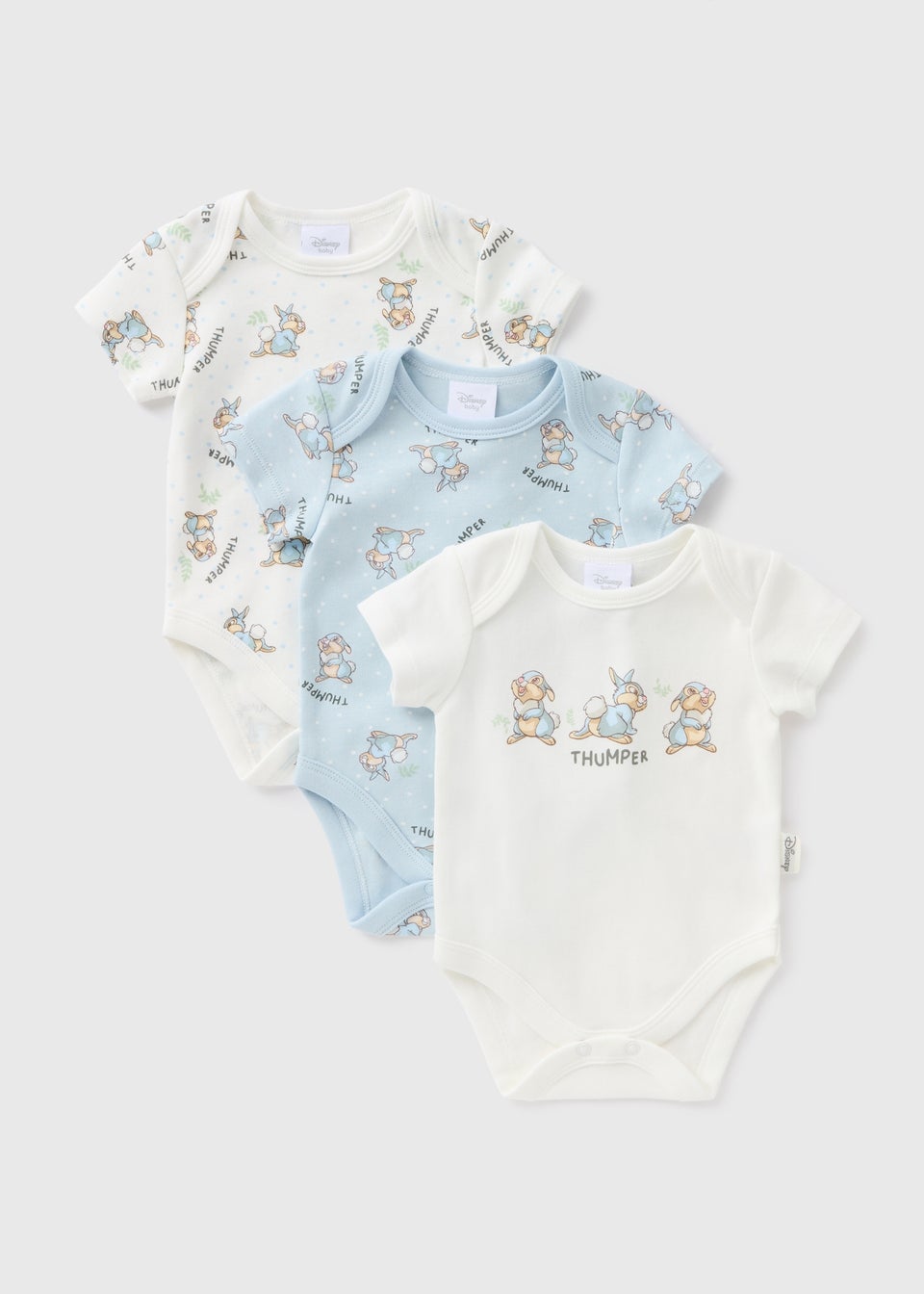 Disney 3 Pack Baby Blue Thumper Bodysuits (Newborn-18mths)