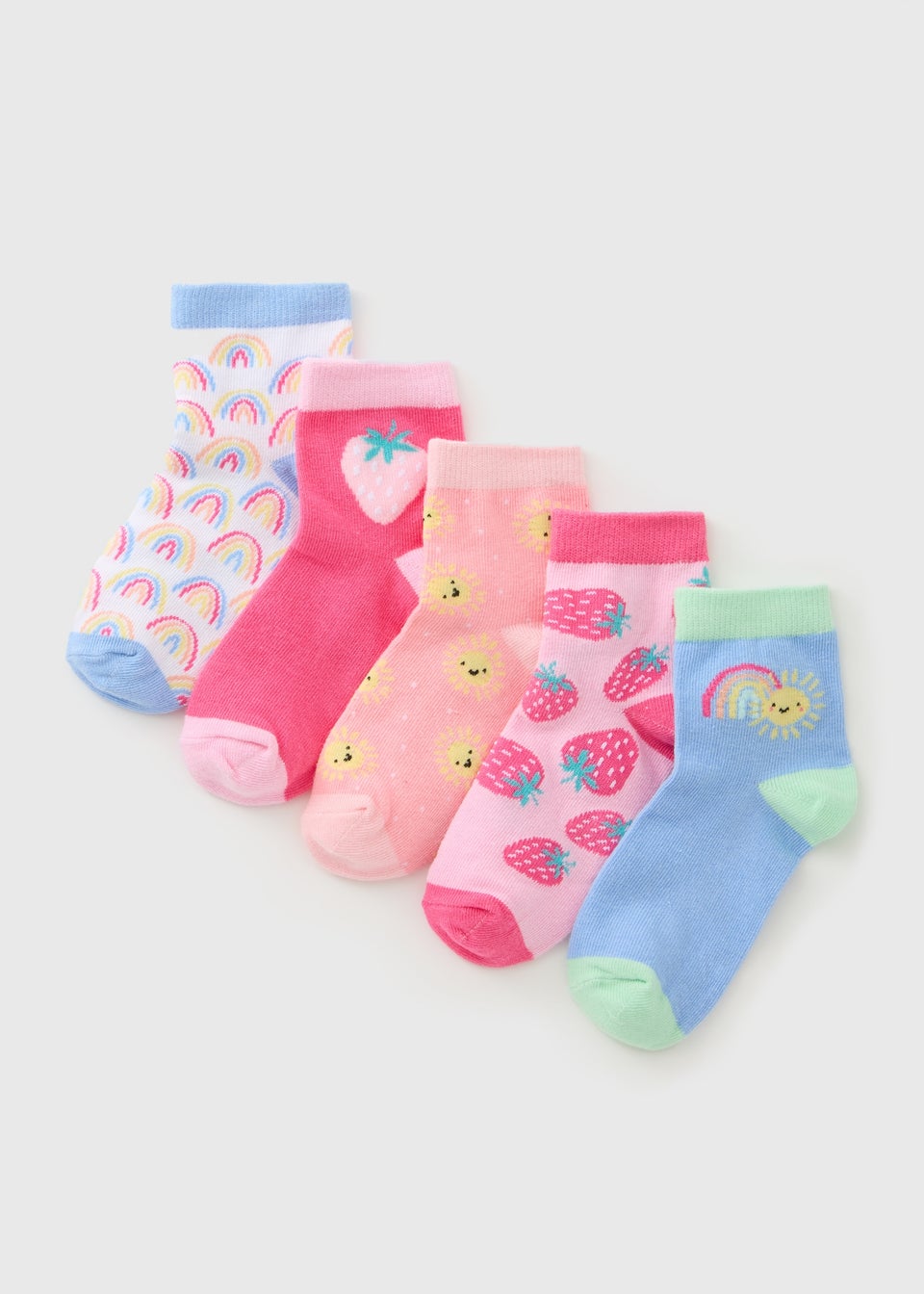 5 Pack Girls Multicolour Fun Socks (Younger 6-Older 6.5)