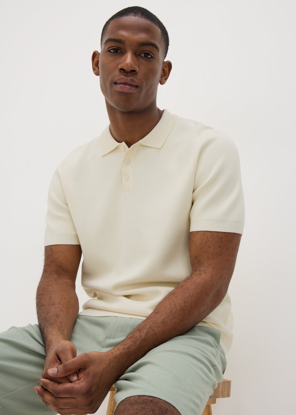 Ecru Knitted Polo Shirt