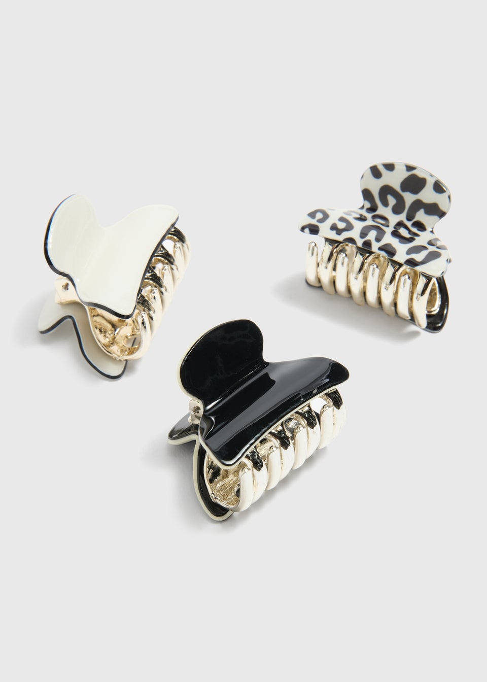 3 Pack Black Mono Leopard Mini Clamps