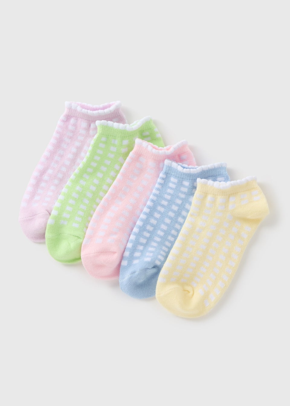 5 Pack Multicolour Gingham Trainer Socks (Younger 6-Older 6.5)