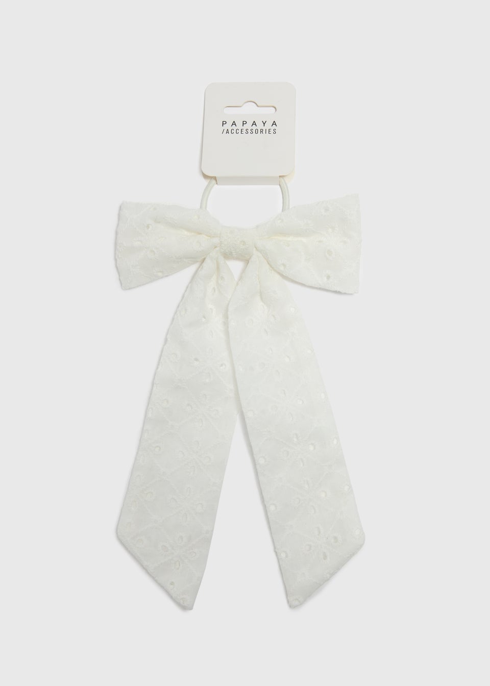 White Broderie Bow Hair Bobble