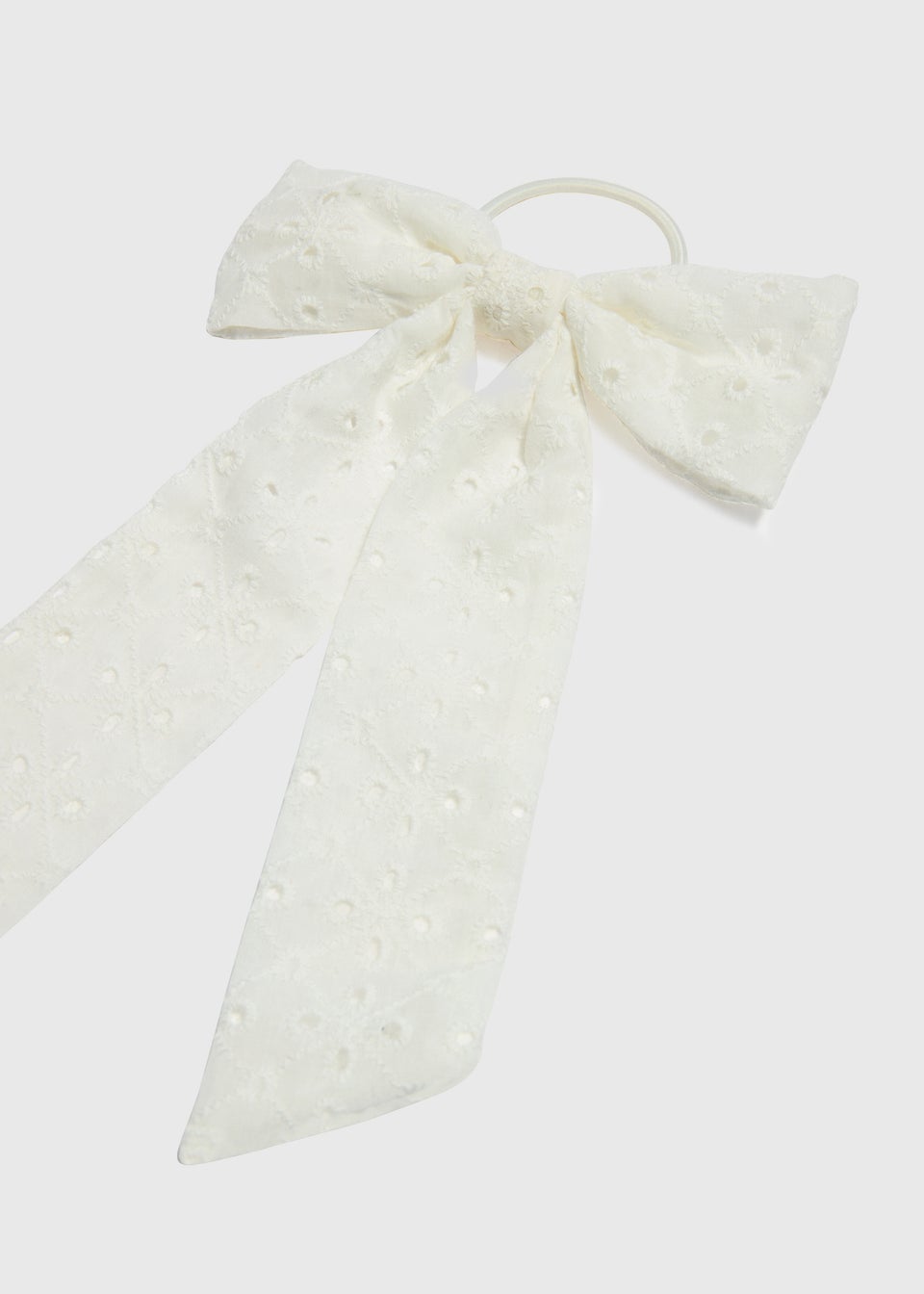 White Broderie Bow Hair Bobble