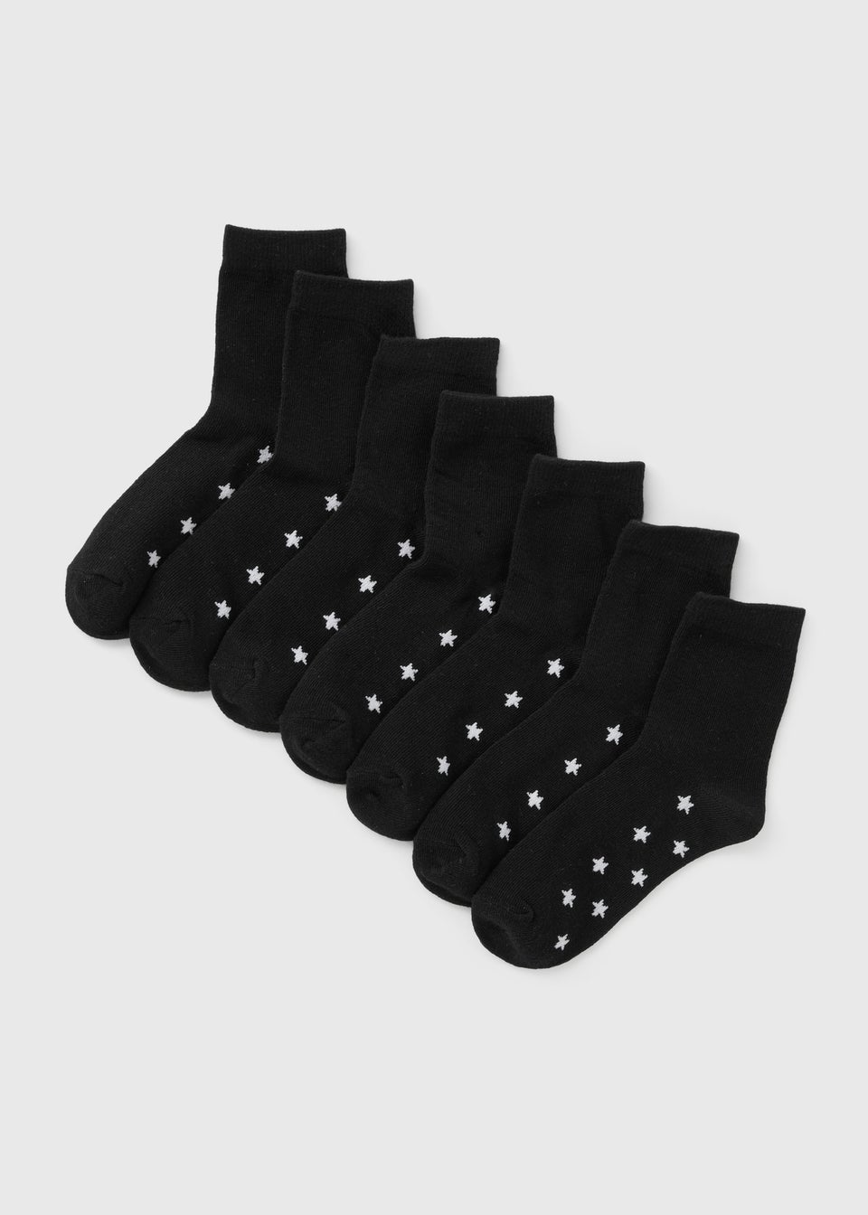 7 Pack Boys Black Star Socks (Younger 6-Older 6.5)