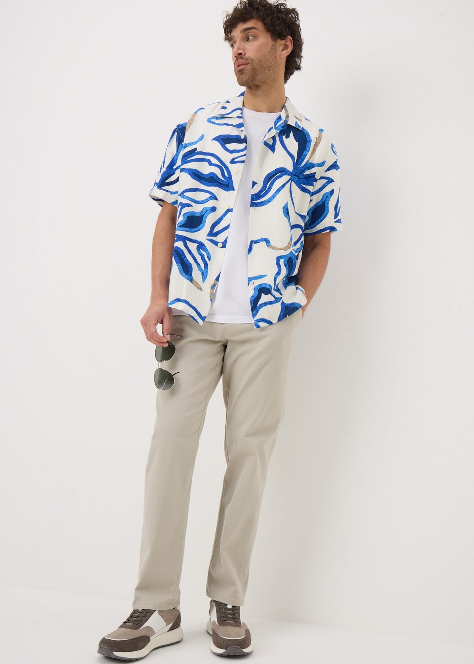 Blue Floral Short Sleeve Shirt
