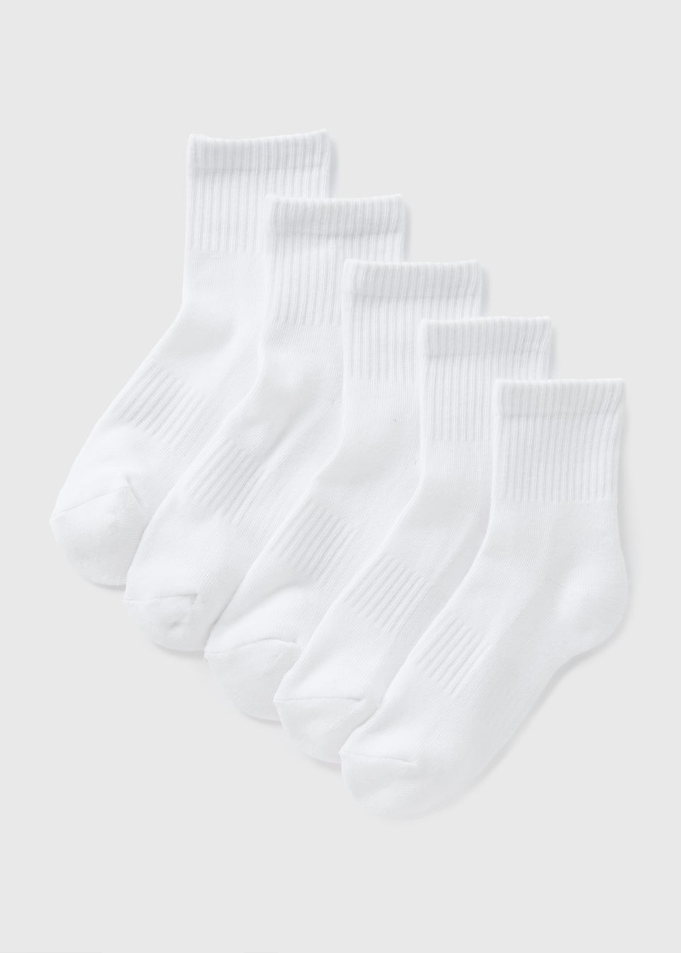 5 Pack Boys White Sports Socks (Younger 6-Older 6.5)