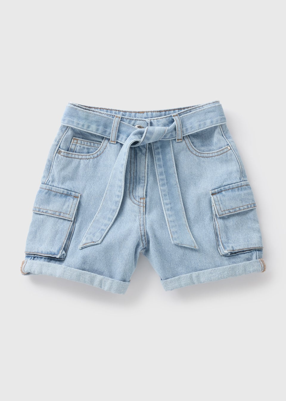 Girls Denim Belted Cargo Shorts (7-15yrs)