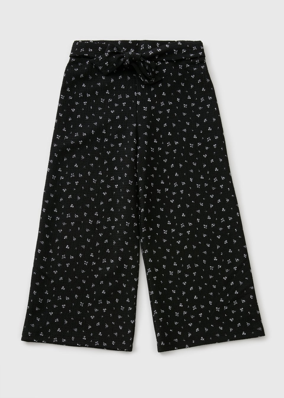 Girls Black Patterned Crinkle Culottes (7-15yrs)