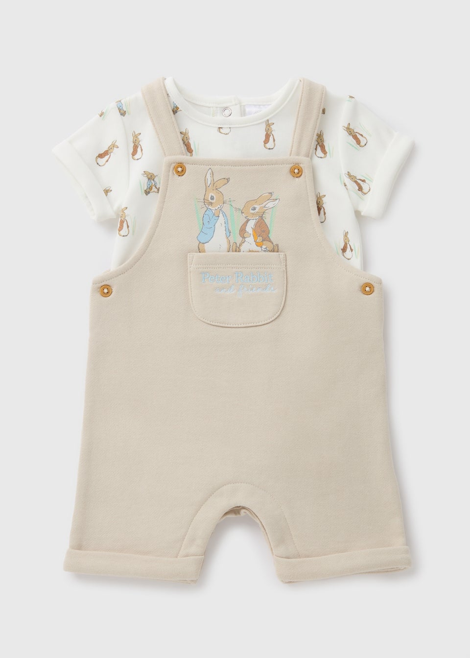 Peter Rabbit Baby Beige Dungaree Set (Newborn-18mths)