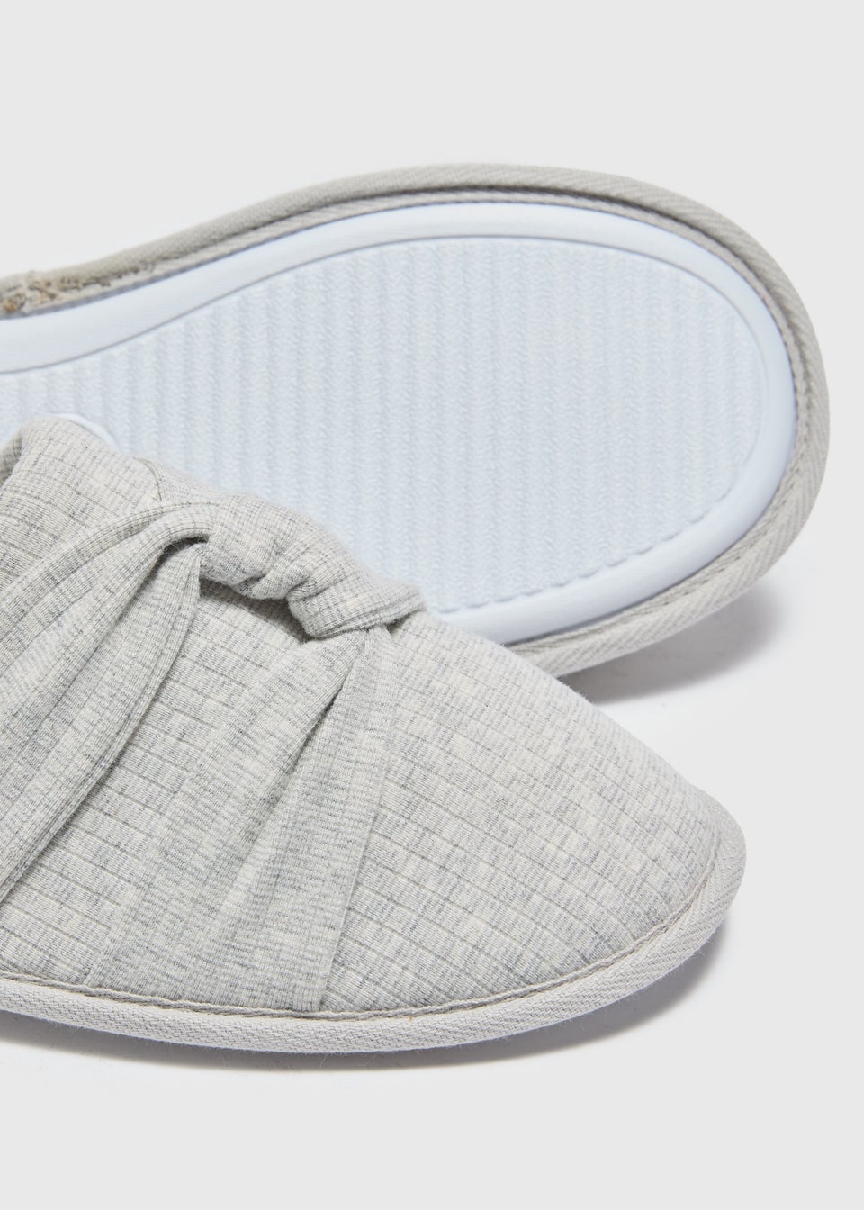 Grey Twist Jersey Mule Slippers