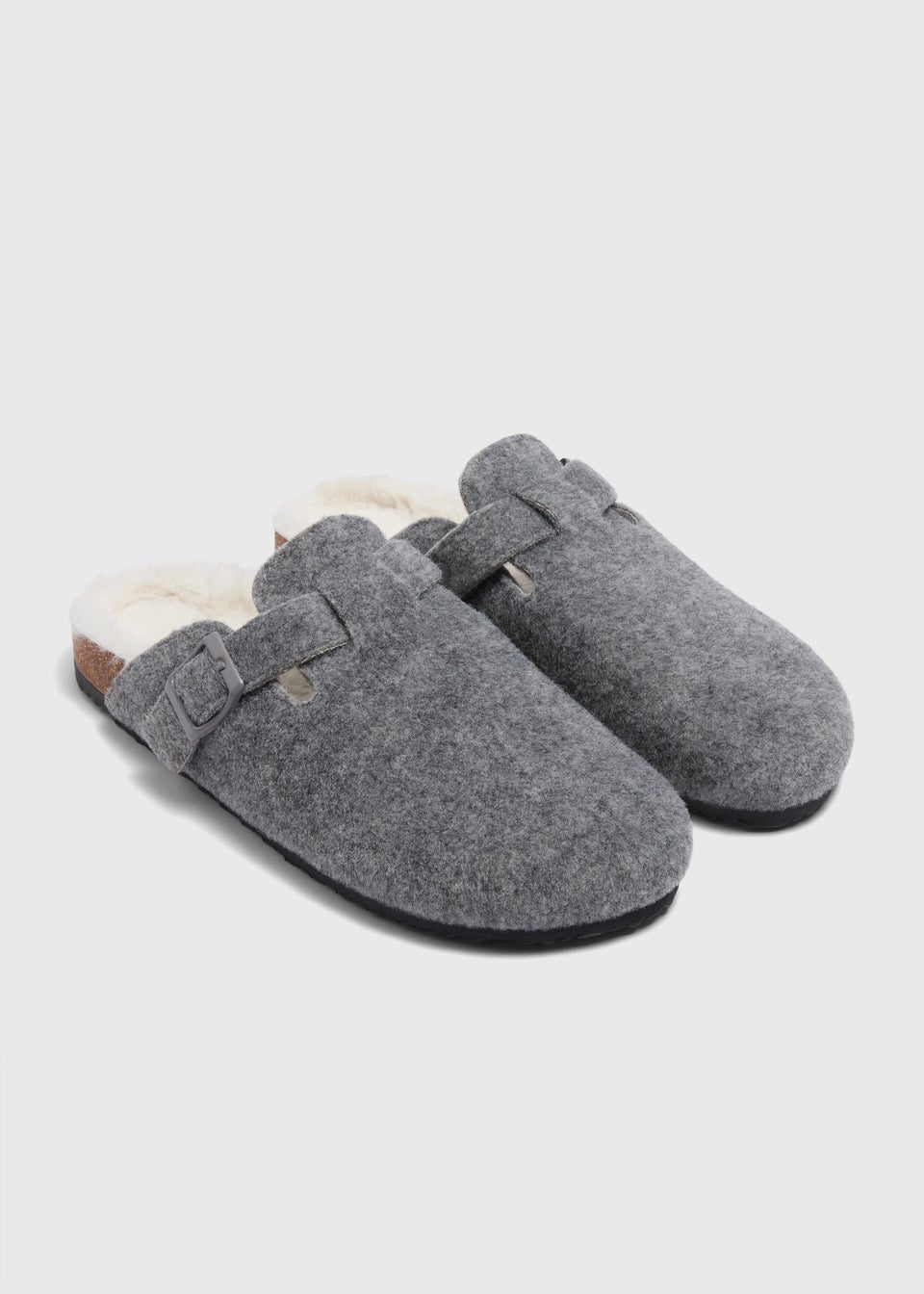 Grey Footbed Mule Slippers