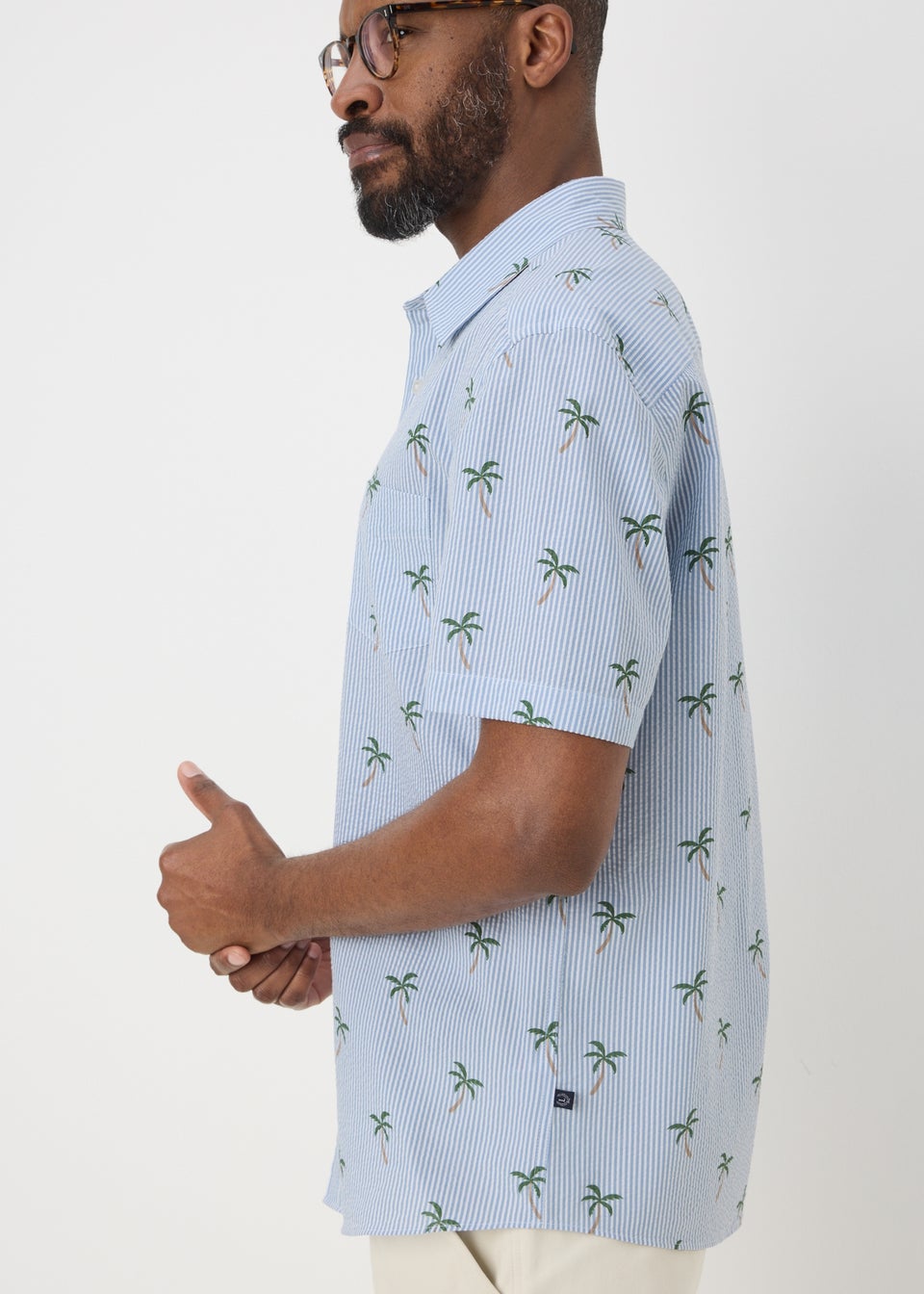 Blue Stripe Palm Tree Shirt