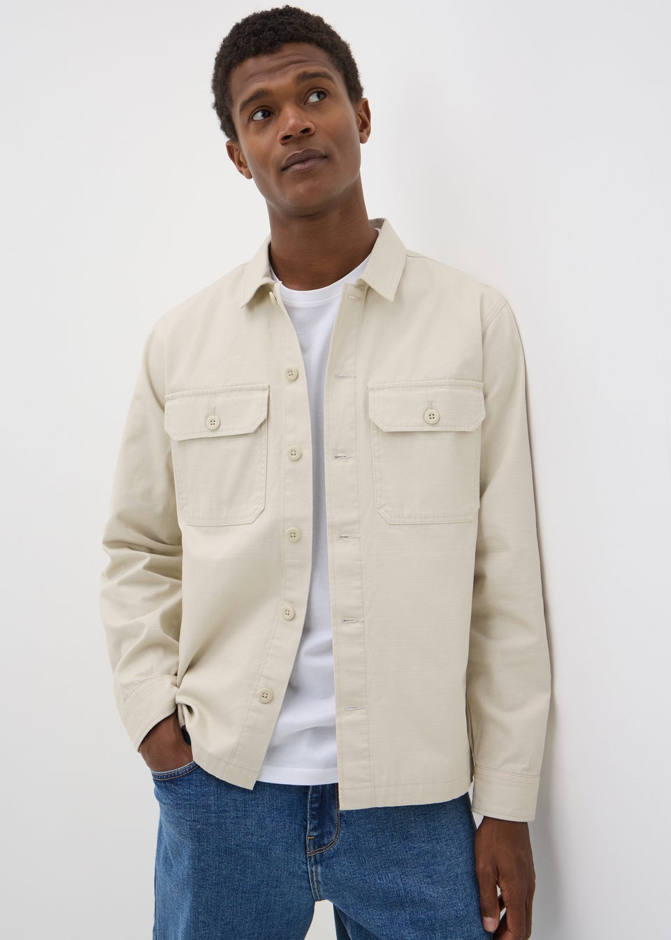 Ecru Slub Shacket