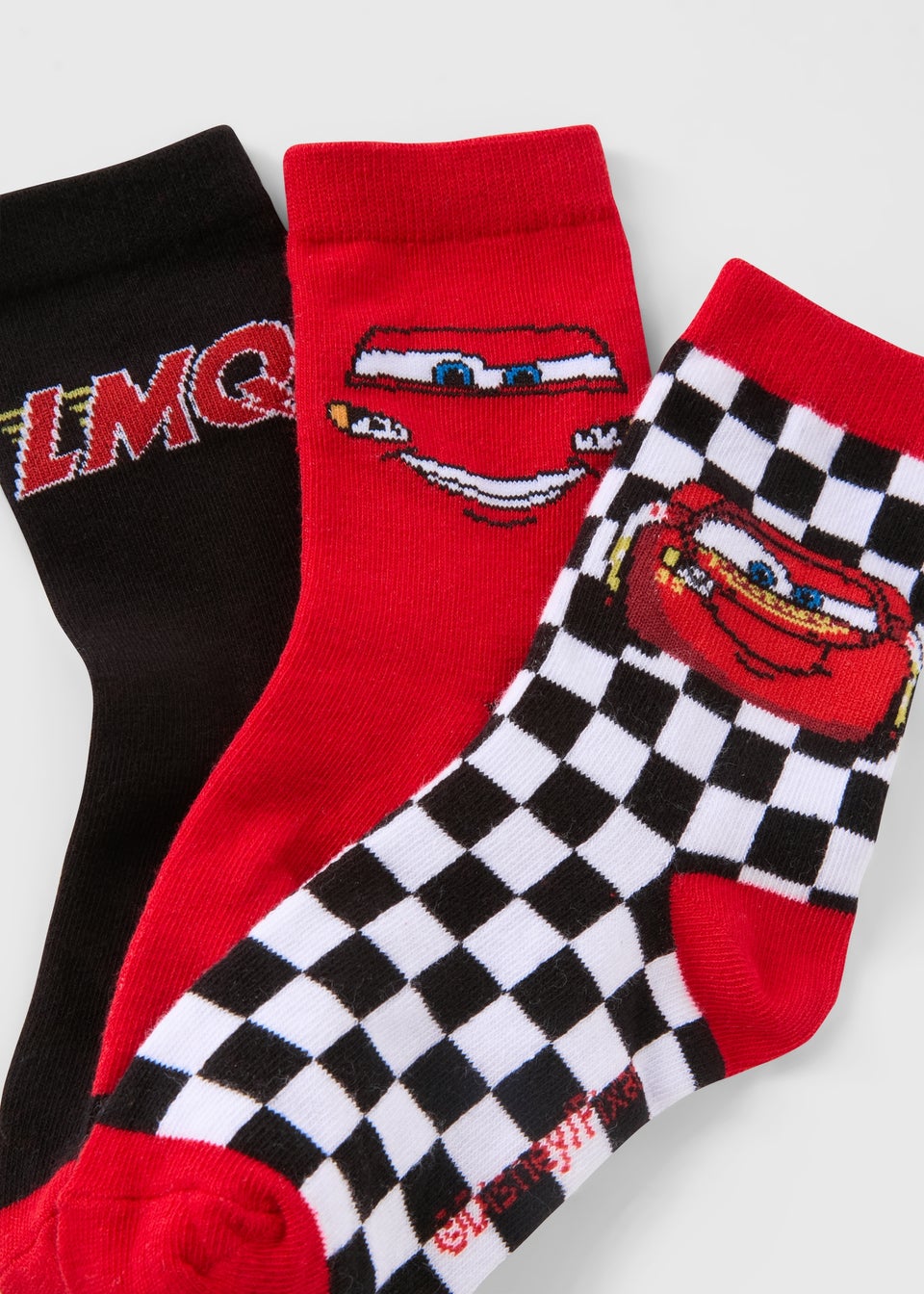 Cars 3 Pack Lightning McQueen Socks  (Younger 6-Older12)