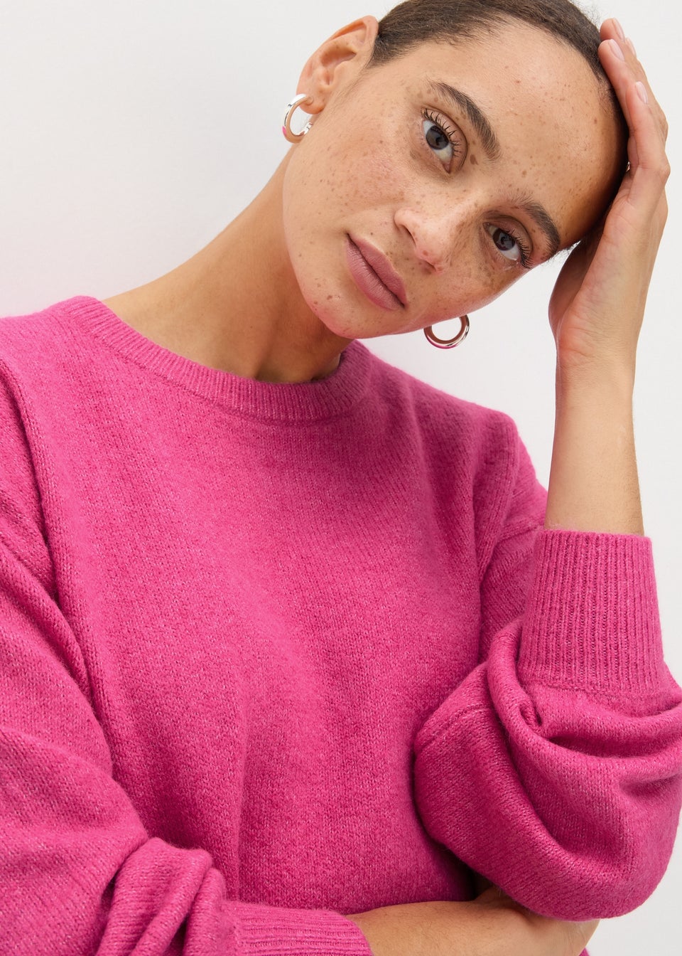 Pink Crew Neck Knitted Jumper