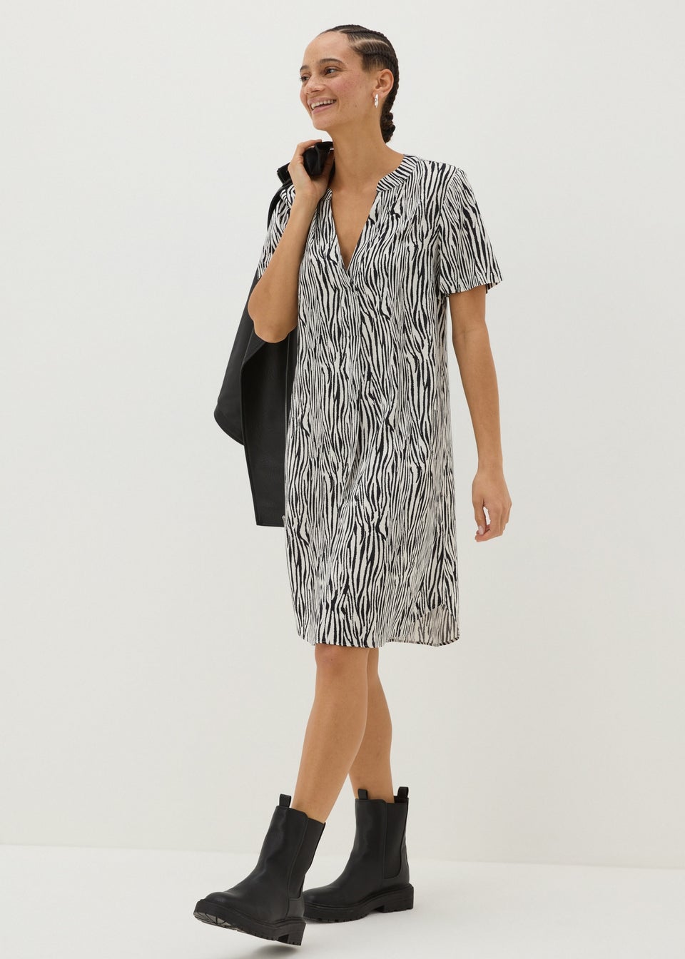 Black Zebra Print Tunic Dress