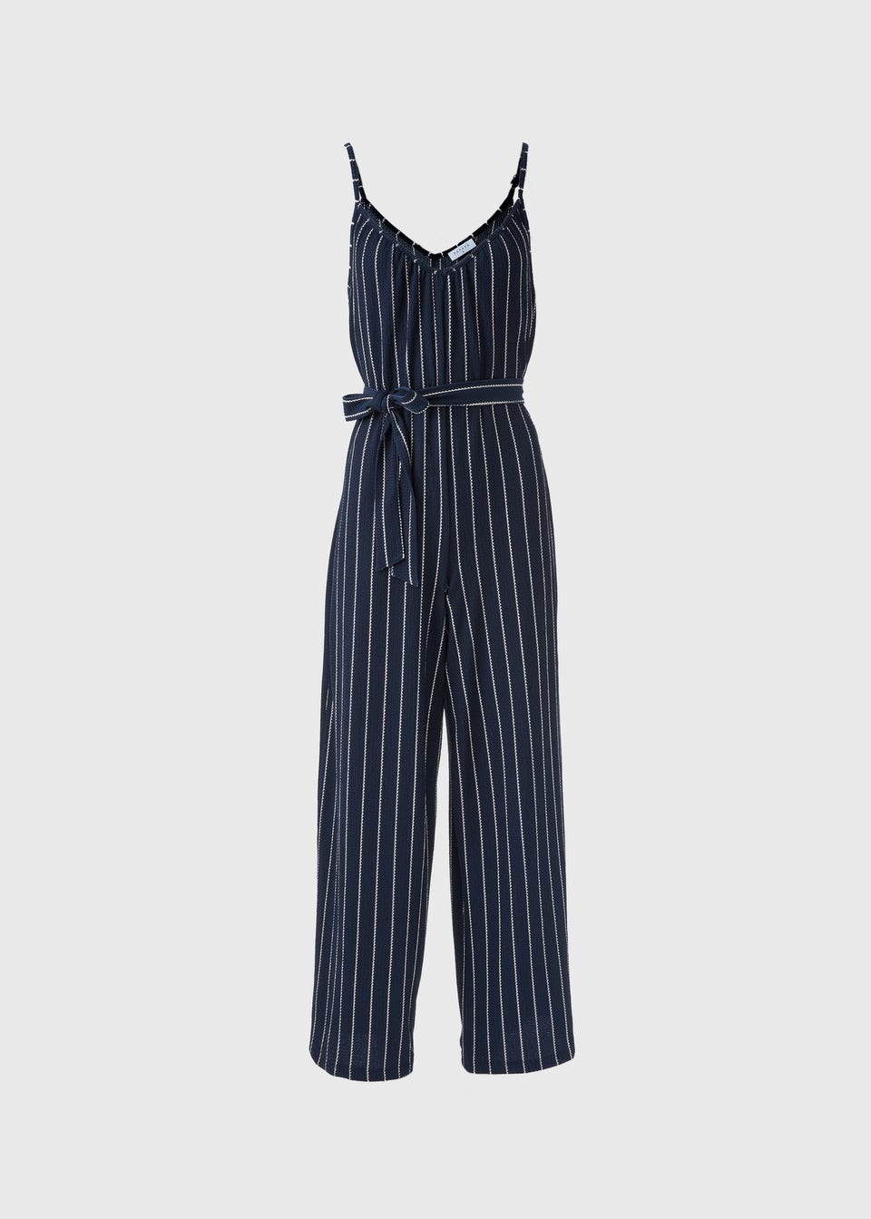 Navy Jersey Stripe Wide Leg Jumpsuit