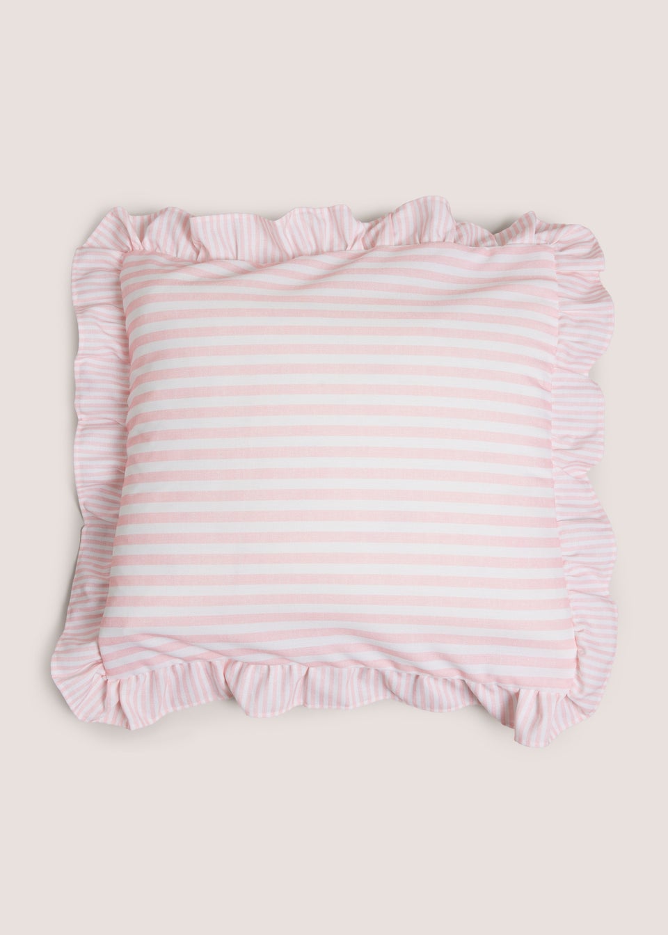 Pink Stripe Frill Edge Cushion