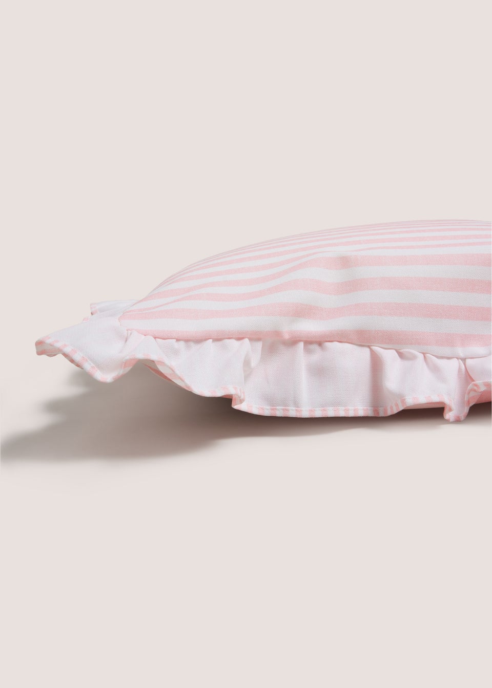Pink Stripe Frill Edge Cushion