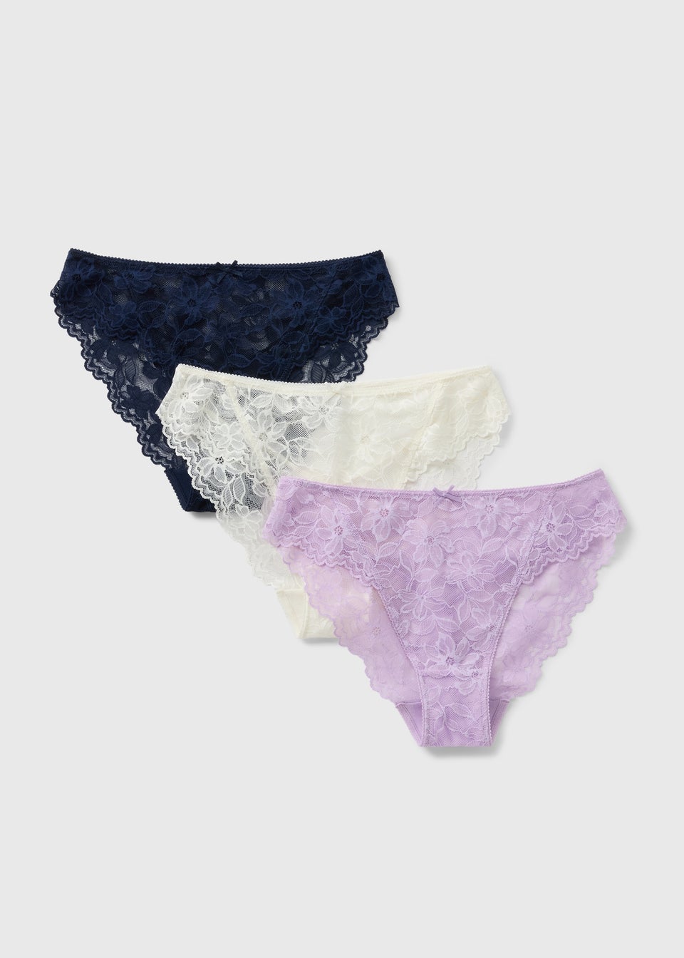 3 Pack Multicolour Lace High Leg Knickers