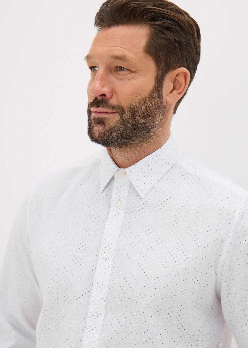 Taylor & Wright White Polka Dot Regular Fit Shirt