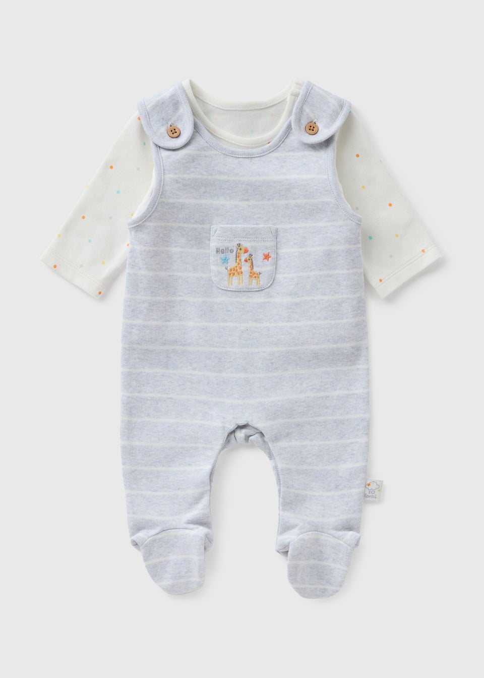 Baby Grey Stripe Dungaree (Newborn-6mths)