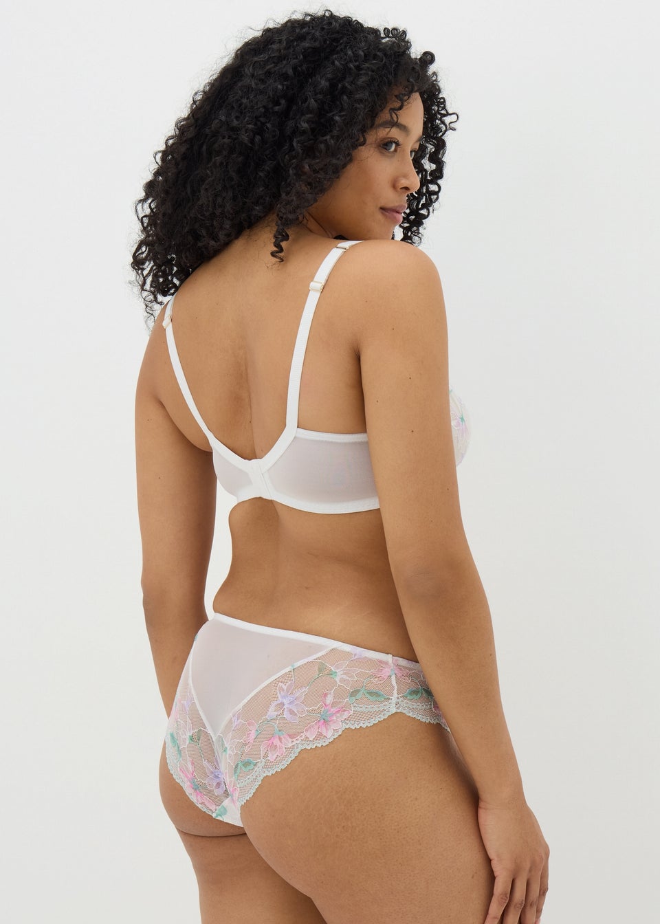 Cream Floral High Leg Knickers