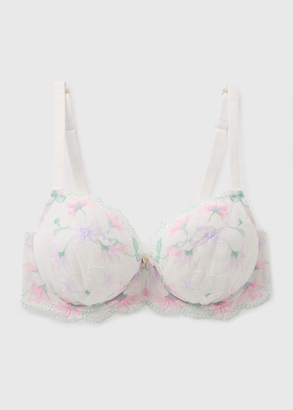 DD+ Cream Floral Non Padded Bra