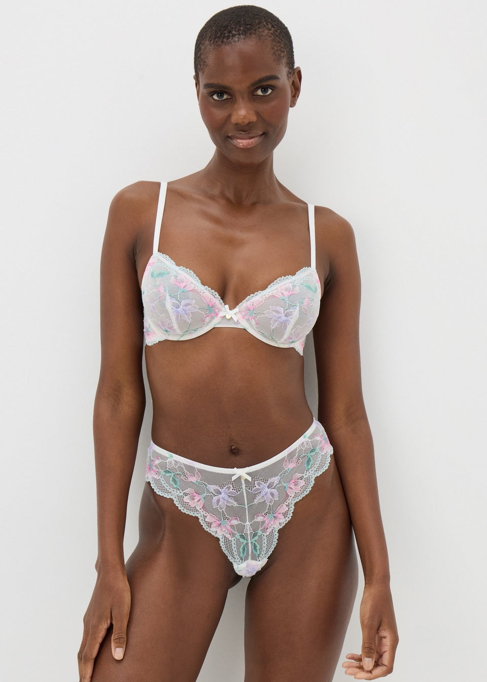 Cream Floral Brazilian Knickers