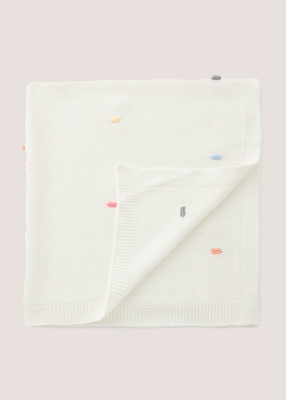 Baby Cream Knit Pom Pom Blanket