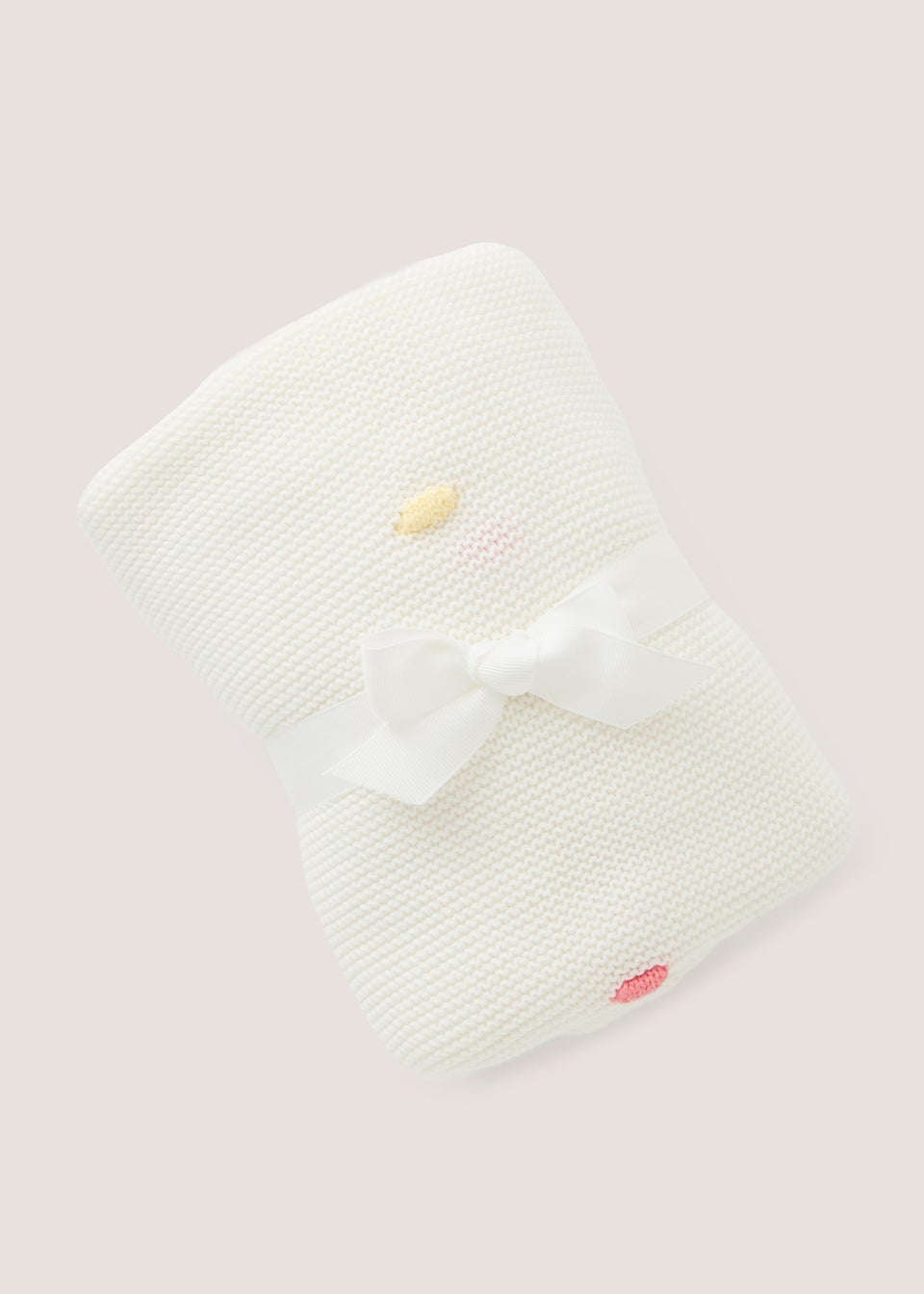 Baby Cream Knit Pom Pom Blanket