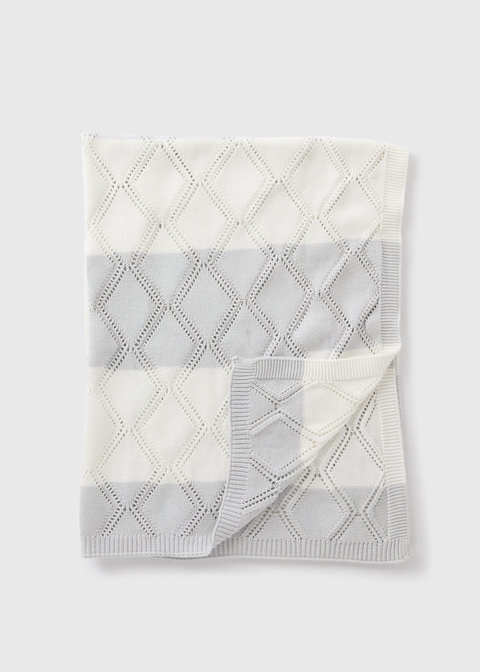 Baby Grey Stripe Knitted Blanket