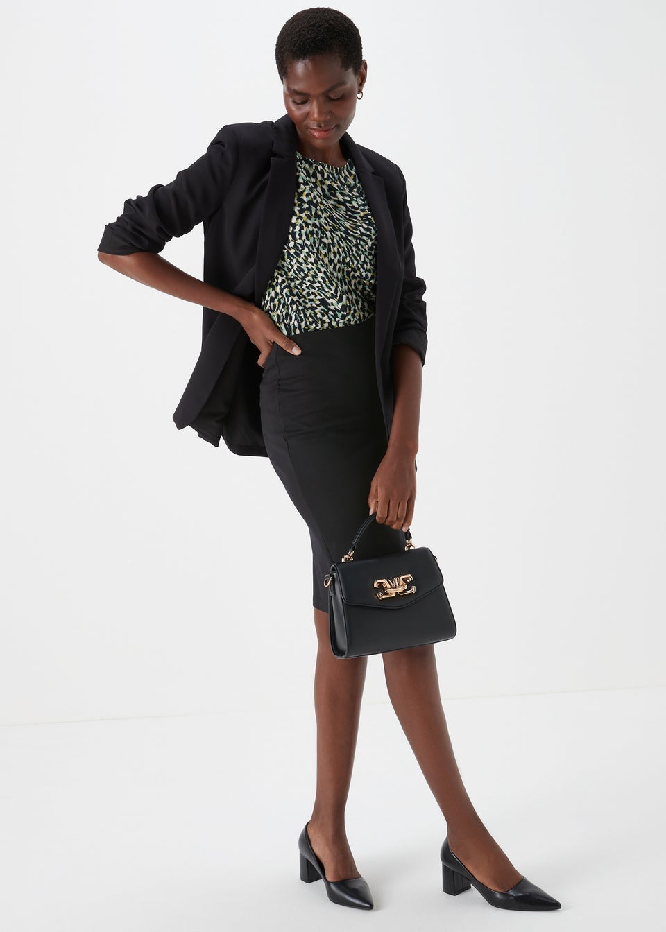 Et Vous Black Ponte Knee Length Skirt