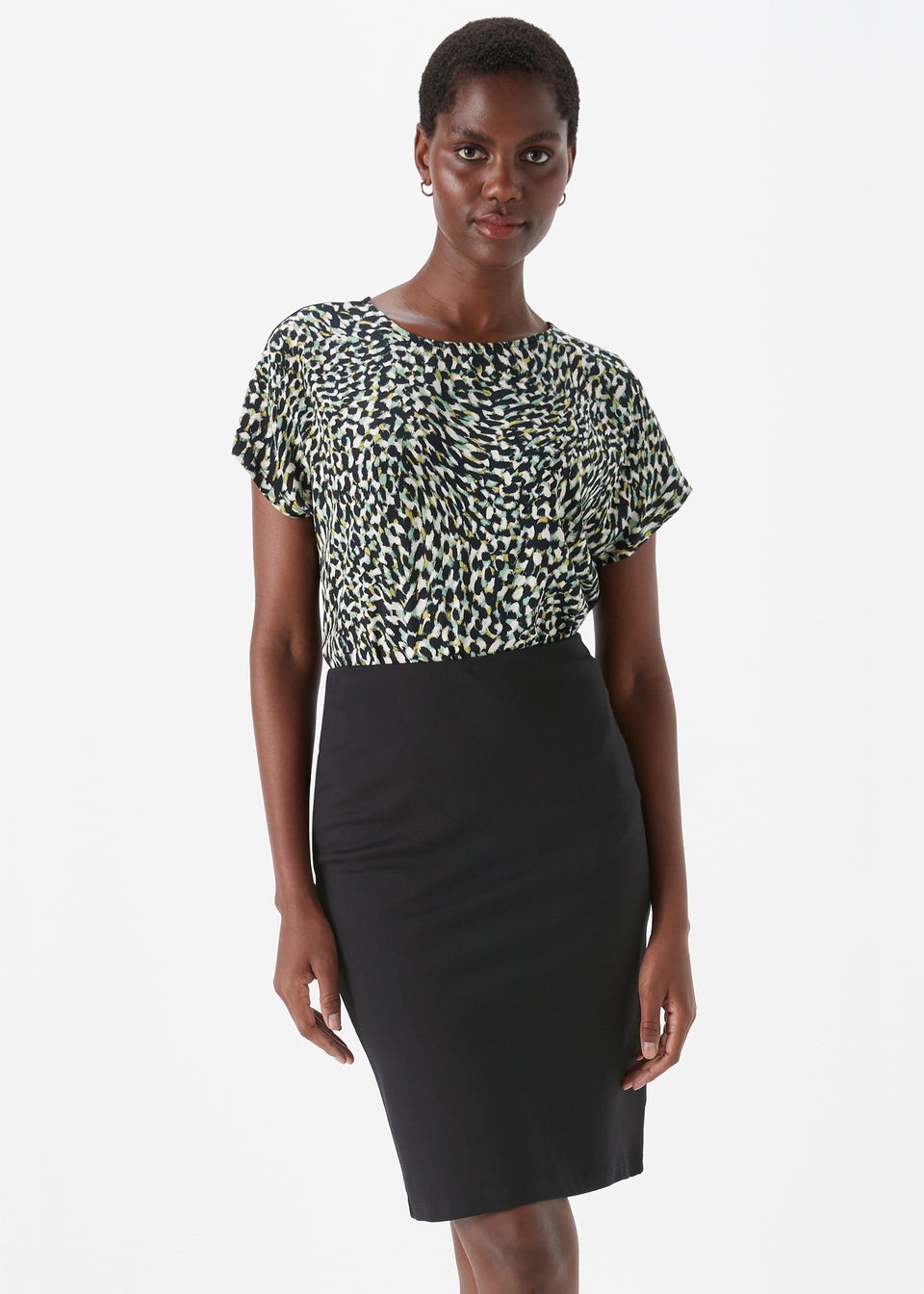 Et Vous Black Ponte Knee Length Skirt
