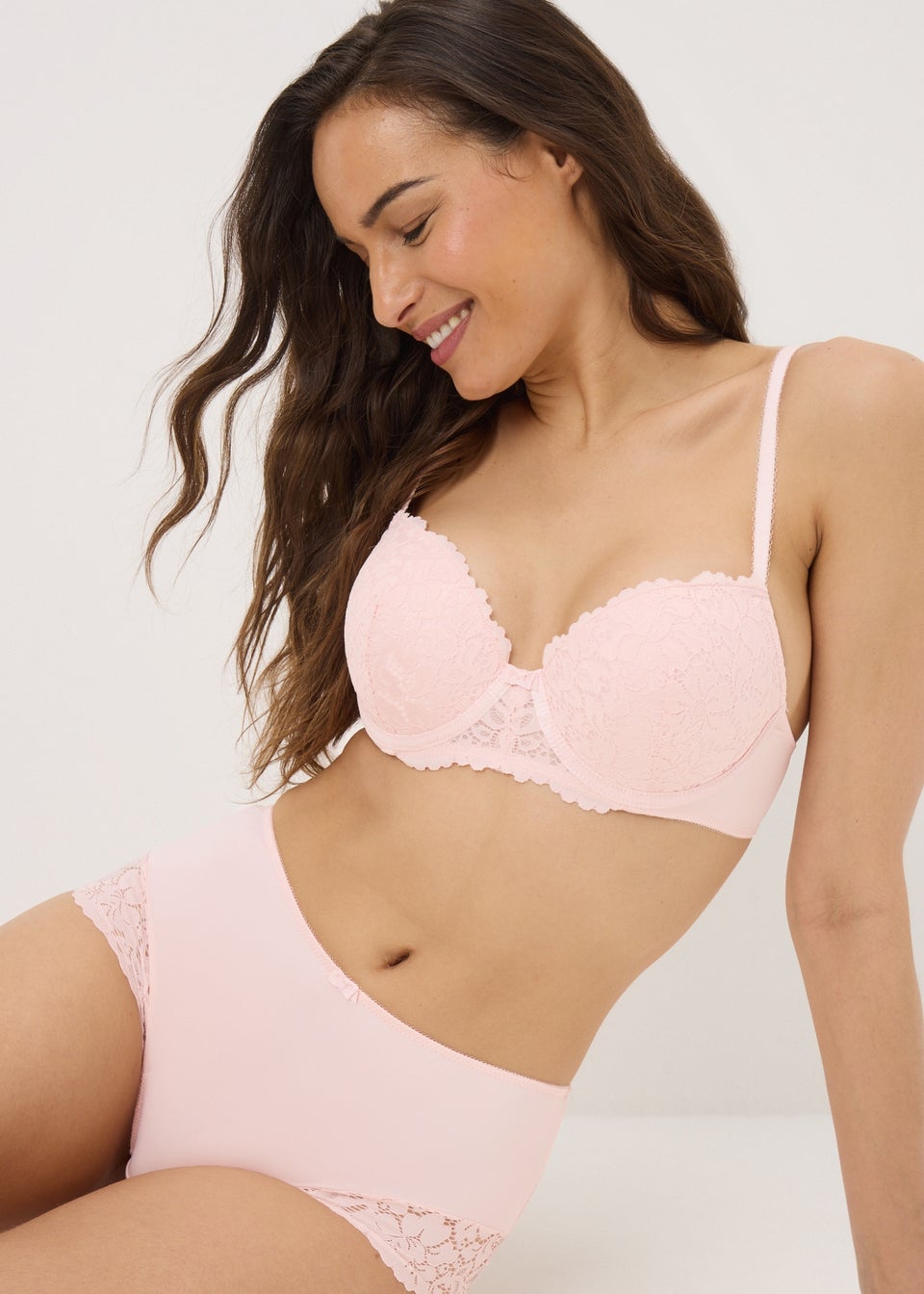 Pink Lace Detail Midi Knickers