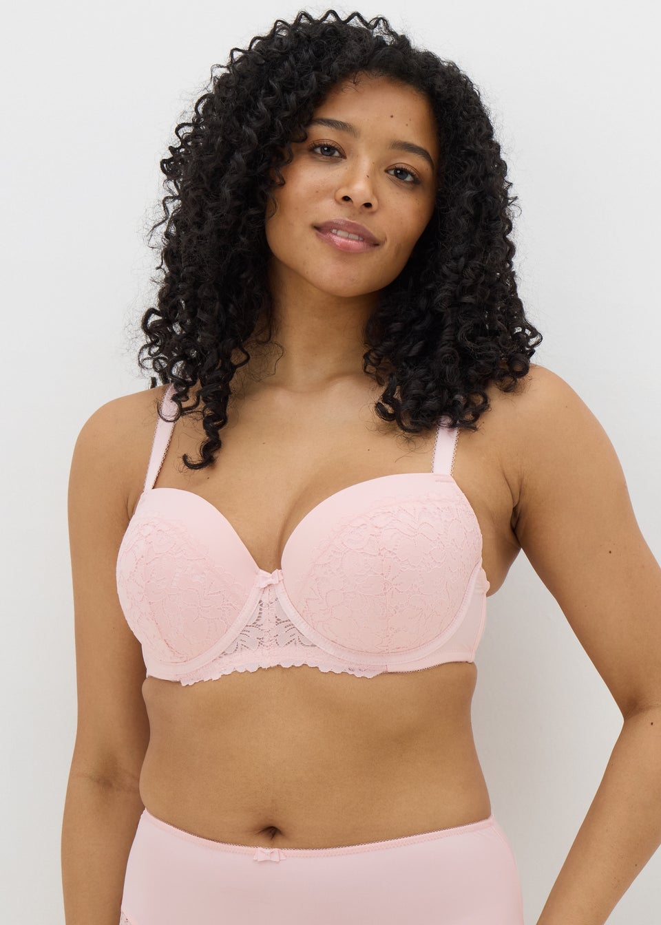 DD+ Pink Lace Padded Bra