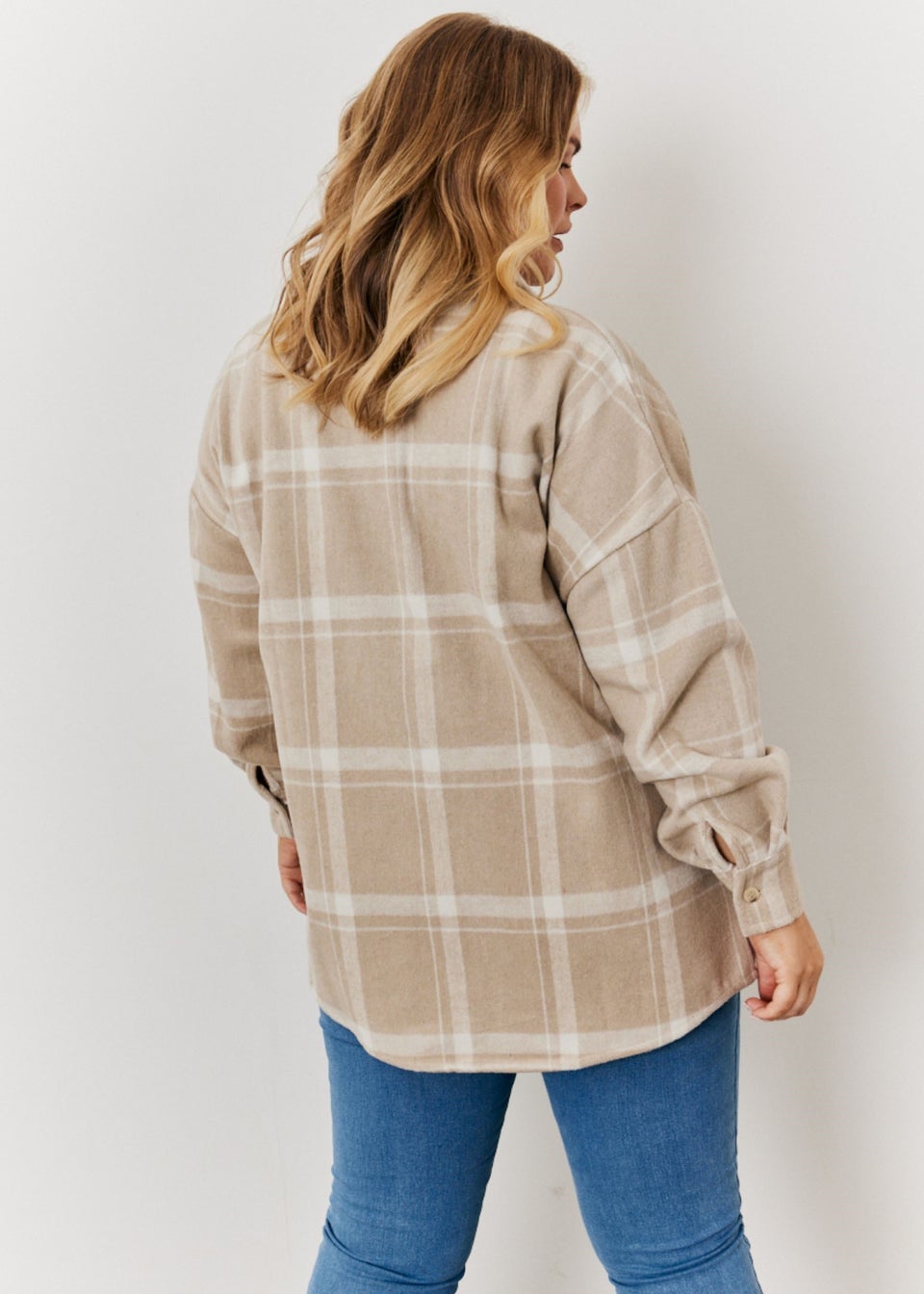 In The Style Nude Check Shacket