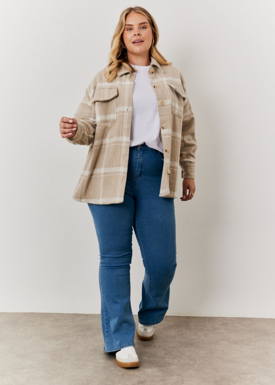 In The Style Nude Check Shacket