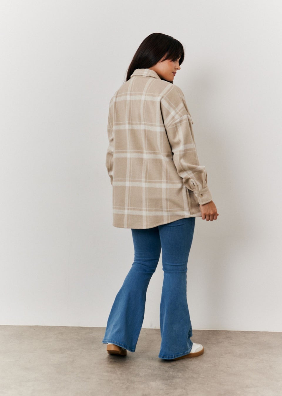 In The Style Nude Check Shacket