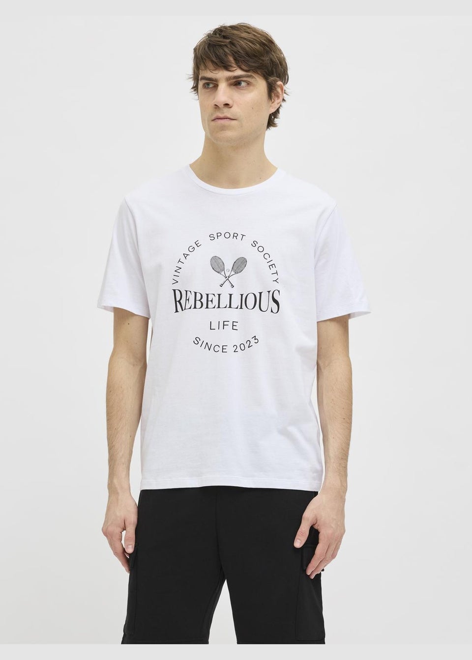 JJ Rebel White Sports Slogan T-Shirt